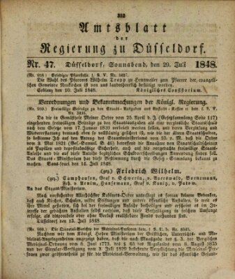 Amtsblatt für den Regierungsbezirk Düsseldorf Samstag 29. Juli 1848