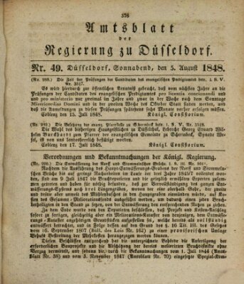 Amtsblatt für den Regierungsbezirk Düsseldorf Samstag 5. August 1848