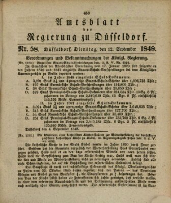 Amtsblatt für den Regierungsbezirk Düsseldorf Dienstag 12. September 1848
