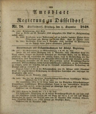 Amtsblatt für den Regierungsbezirk Düsseldorf Freitag 1. Dezember 1848