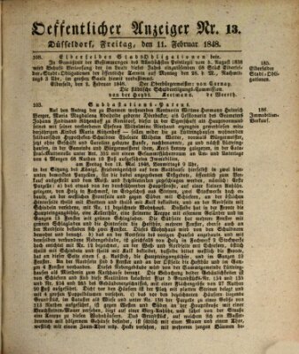 Amtsblatt für den Regierungsbezirk Düsseldorf Freitag 11. Februar 1848