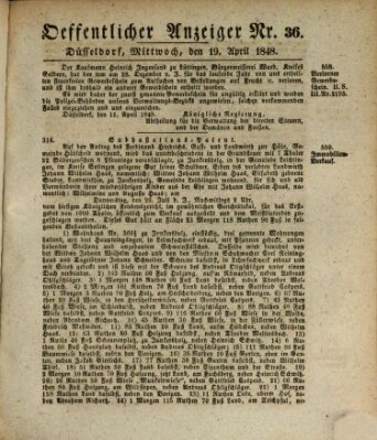 Amtsblatt für den Regierungsbezirk Düsseldorf Mittwoch 19. April 1848