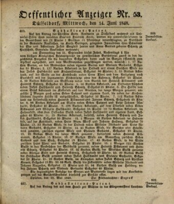 Amtsblatt für den Regierungsbezirk Düsseldorf Mittwoch 14. Juni 1848