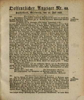 Amtsblatt für den Regierungsbezirk Düsseldorf Mittwoch 12. Juli 1848