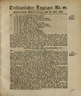 Amtsblatt für den Regierungsbezirk Düsseldorf Donnerstag 27. Juli 1848