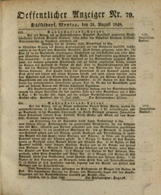 Amtsblatt für den Regierungsbezirk Düsseldorf Montag 21. August 1848