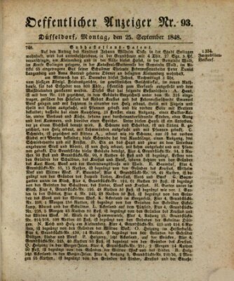 Amtsblatt für den Regierungsbezirk Düsseldorf Montag 25. September 1848