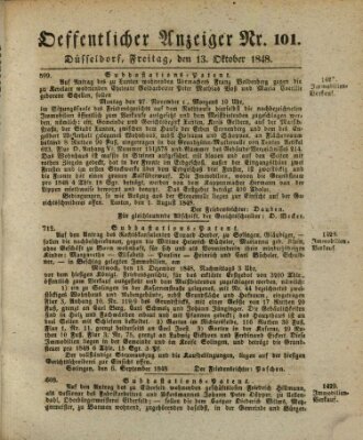 Amtsblatt für den Regierungsbezirk Düsseldorf Freitag 13. Oktober 1848
