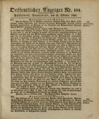 Amtsblatt für den Regierungsbezirk Düsseldorf Samstag 21. Oktober 1848