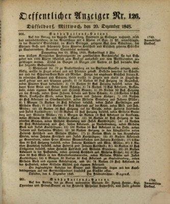 Amtsblatt für den Regierungsbezirk Düsseldorf Mittwoch 20. Dezember 1848