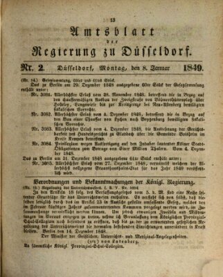 Amtsblatt für den Regierungsbezirk Düsseldorf Montag 8. Januar 1849
