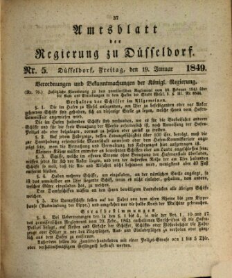 Amtsblatt für den Regierungsbezirk Düsseldorf Freitag 19. Januar 1849