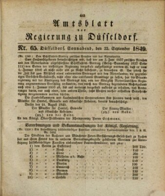Amtsblatt für den Regierungsbezirk Düsseldorf Samstag 22. September 1849