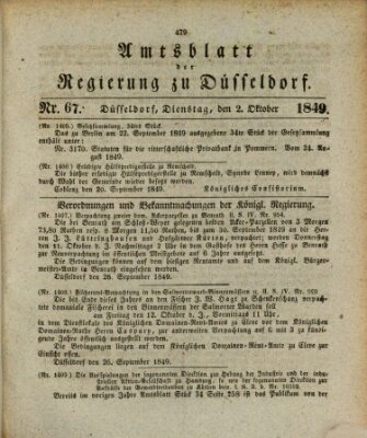 Amtsblatt für den Regierungsbezirk Düsseldorf Dienstag 2. Oktober 1849
