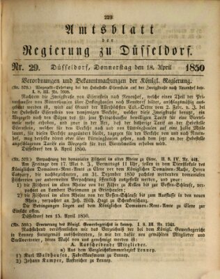 Amtsblatt für den Regierungsbezirk Düsseldorf Donnerstag 18. April 1850