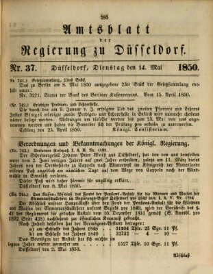 Amtsblatt für den Regierungsbezirk Düsseldorf Dienstag 14. Mai 1850