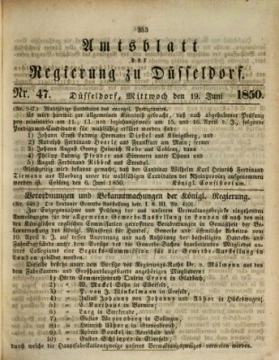 Amtsblatt für den Regierungsbezirk Düsseldorf Mittwoch 19. Juni 1850