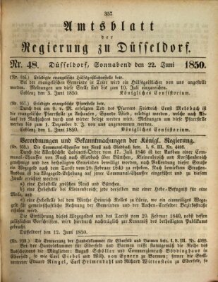 Amtsblatt für den Regierungsbezirk Düsseldorf Samstag 22. Juni 1850
