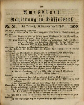 Amtsblatt für den Regierungsbezirk Düsseldorf Mittwoch 3. Juli 1850