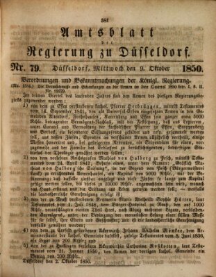Amtsblatt für den Regierungsbezirk Düsseldorf Mittwoch 9. Oktober 1850