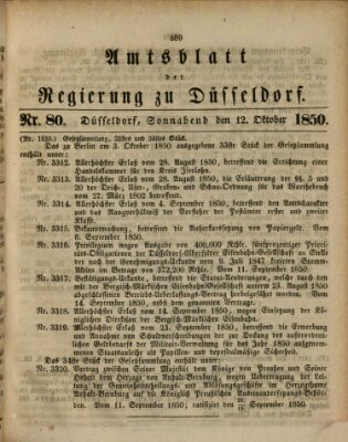 Amtsblatt für den Regierungsbezirk Düsseldorf Samstag 12. Oktober 1850