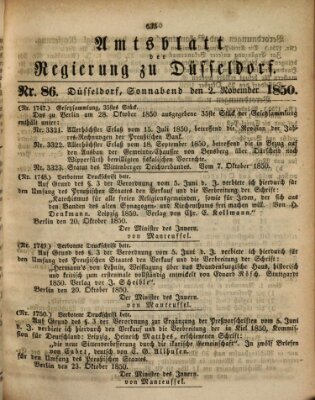 Amtsblatt für den Regierungsbezirk Düsseldorf Samstag 2. November 1850