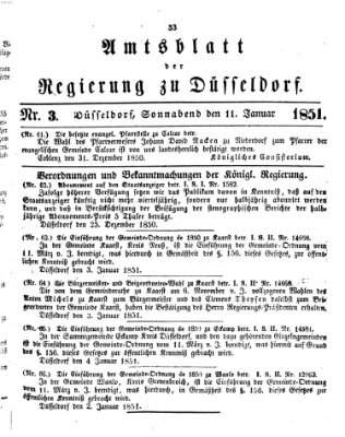 Amtsblatt für den Regierungsbezirk Düsseldorf Samstag 11. Januar 1851