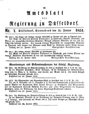 Amtsblatt für den Regierungsbezirk Düsseldorf Samstag 25. Januar 1851