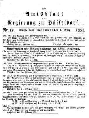 Amtsblatt für den Regierungsbezirk Düsseldorf Samstag 1. März 1851