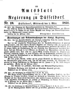 Amtsblatt für den Regierungsbezirk Düsseldorf Mittwoch 5. März 1851