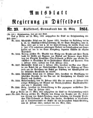Amtsblatt für den Regierungsbezirk Düsseldorf Samstag 22. März 1851