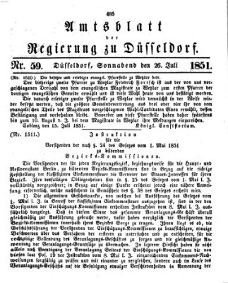 Amtsblatt für den Regierungsbezirk Düsseldorf Samstag 26. Juli 1851
