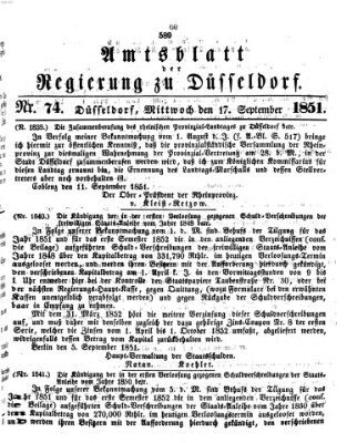 Amtsblatt für den Regierungsbezirk Düsseldorf Mittwoch 17. September 1851