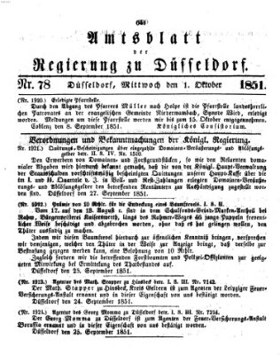 Amtsblatt für den Regierungsbezirk Düsseldorf Mittwoch 1. Oktober 1851