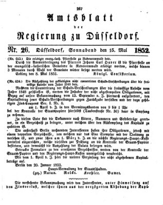 Amtsblatt für den Regierungsbezirk Düsseldorf Samstag 15. Mai 1852