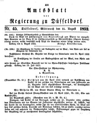 Amtsblatt für den Regierungsbezirk Düsseldorf Mittwoch 11. August 1852