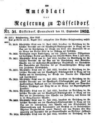 Amtsblatt für den Regierungsbezirk Düsseldorf Samstag 11. September 1852