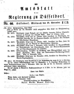 Amtsblatt für den Regierungsbezirk Düsseldorf Mittwoch 30. November 1853