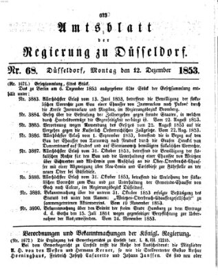 Amtsblatt für den Regierungsbezirk Düsseldorf Montag 12. Dezember 1853