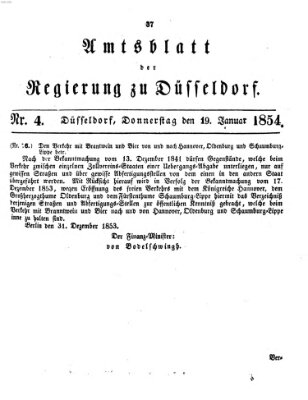 Amtsblatt für den Regierungsbezirk Düsseldorf Donnerstag 19. Januar 1854
