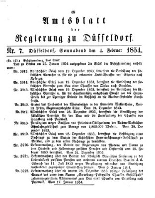 Amtsblatt für den Regierungsbezirk Düsseldorf Samstag 4. Februar 1854