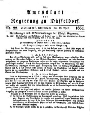 Amtsblatt für den Regierungsbezirk Düsseldorf Mittwoch 19. April 1854