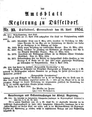 Amtsblatt für den Regierungsbezirk Düsseldorf Samstag 22. April 1854