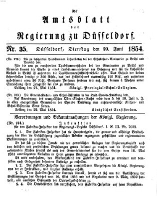 Amtsblatt für den Regierungsbezirk Düsseldorf Dienstag 20. Juni 1854