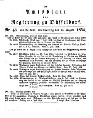 Amtsblatt für den Regierungsbezirk Düsseldorf Donnerstag 10. August 1854