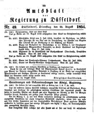 Amtsblatt für den Regierungsbezirk Düsseldorf Dienstag 29. August 1854