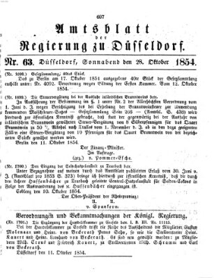 Amtsblatt für den Regierungsbezirk Düsseldorf Samstag 28. Oktober 1854
