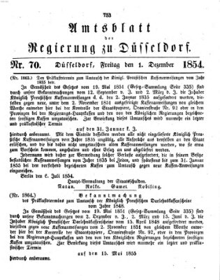 Amtsblatt für den Regierungsbezirk Düsseldorf Freitag 1. Dezember 1854