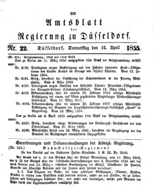 Amtsblatt für den Regierungsbezirk Düsseldorf Donnerstag 12. April 1855