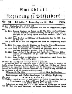 Amtsblatt für den Regierungsbezirk Düsseldorf Donnerstag 31. Mai 1855